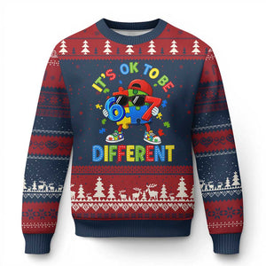 Six Seven Autism Awareness Ugly Christmas Sweater It Is Ok To Be Different 67 Meme Puzzle TS11 Navy Red Print Your Wear