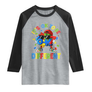 Six Seven Autism Awareness Raglan Shirt It Is Ok To Be Different 67 Meme Puzzle TS11 Heather Gray Black Print Your Wear