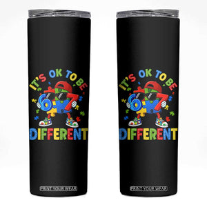 Six Seven Autism Awareness Skinny Tumbler It Is Ok To Be Different 67 Meme Puzzle TS11 Black Print Your Wear