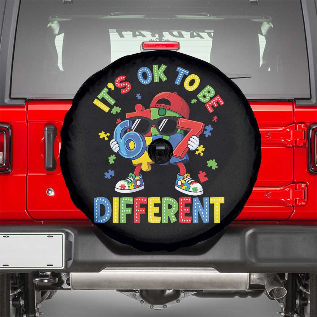 Six Seven Autism Awareness Spare Tire Cover It Is Ok To Be Different 67 Meme Puzzle TS11 Black Print Your Wear