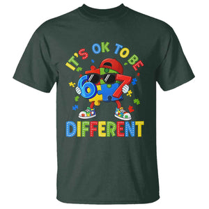Six Seven Autism Awareness T Shirt It Is Ok To Be Different 67 Meme Puzzle TS11 Dark Forest Green Print Your Wear