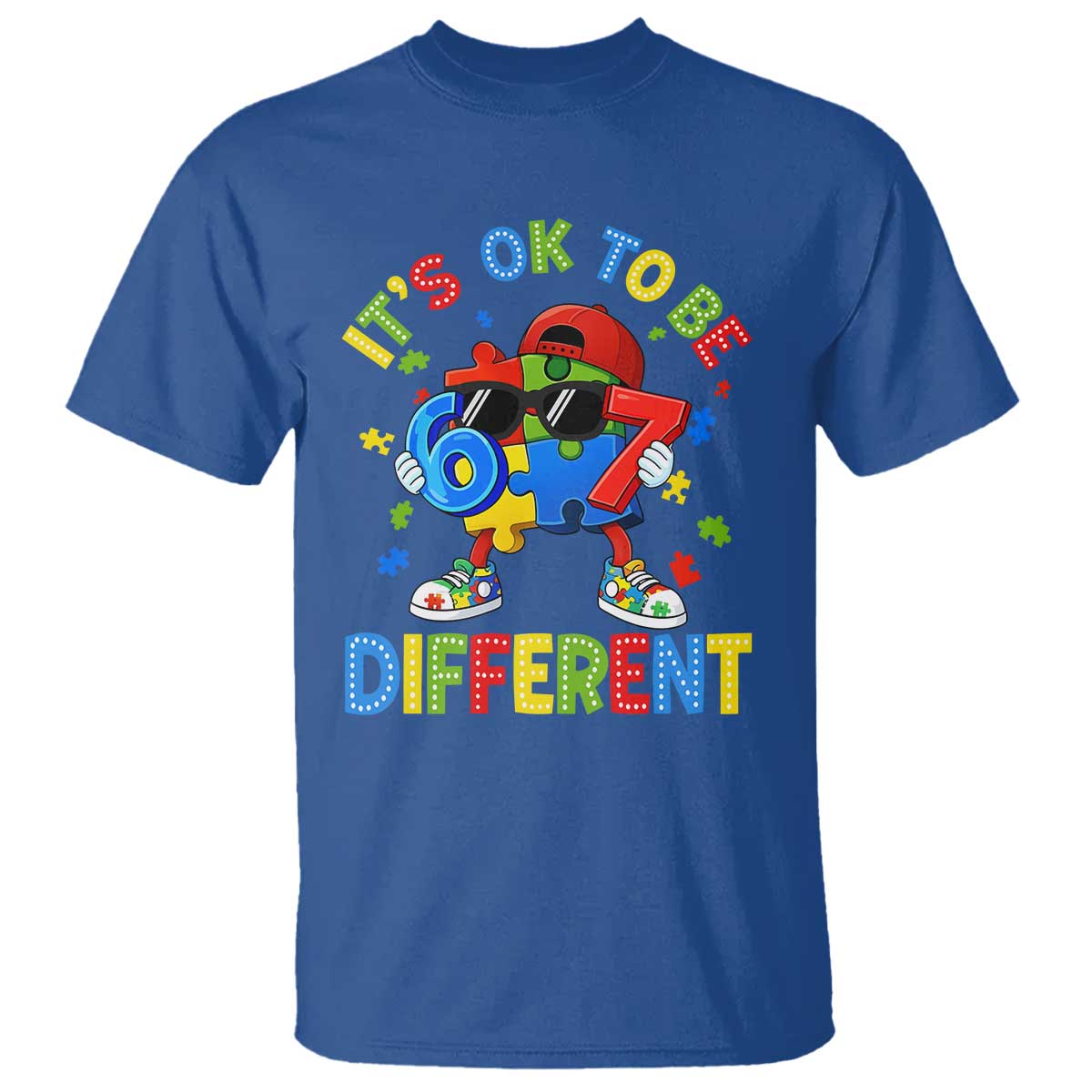 Six Seven Autism Awareness T Shirt It Is Ok To Be Different 67 Meme Puzzle TS11 Royal Blue Print Your Wear