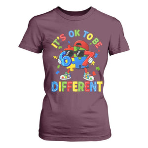 Six Seven Autism Awareness T Shirt For Women It Is Ok To Be Different 67 Meme Puzzle TS11 Maroon Print Your Wear