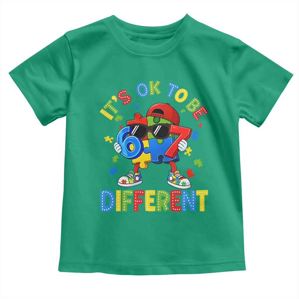 Six Seven Autism Awareness Toddler T Shirt It Is Ok To Be Different 67 Meme Puzzle TS11 Irish Green Print Your Wear