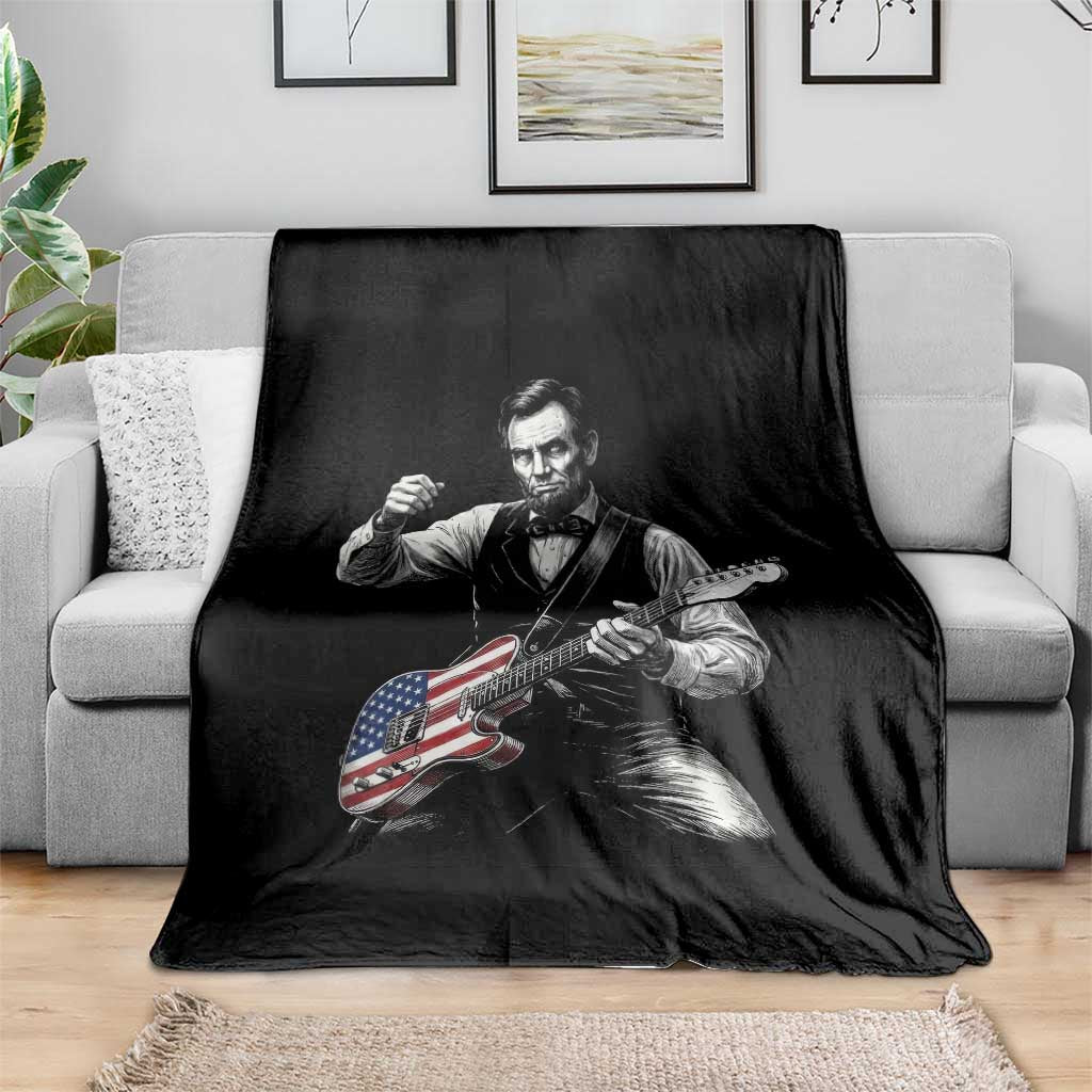 Abraham Lincoln Playing Guitar Vintage American Flag Throw Blanket TS11 Print Your Wear