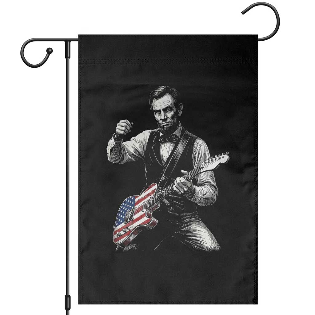 Abraham Lincoln Playing Guitar Vintage American Flag Garden Flag TS11 Black Print Your Wear