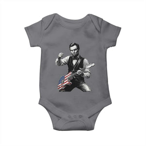 Abraham Lincoln Playing Guitar Vintage American Flag Baby Onesie TS11 Charcoal Print Your Wear