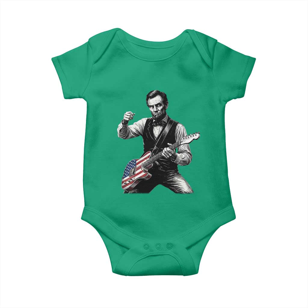 Abraham Lincoln Playing Guitar Vintage American Flag Baby Onesie TS11 Irish Green Print Your Wear
