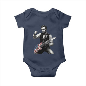 Abraham Lincoln Playing Guitar Vintage American Flag Baby Onesie TS11 Navy Print Your Wear