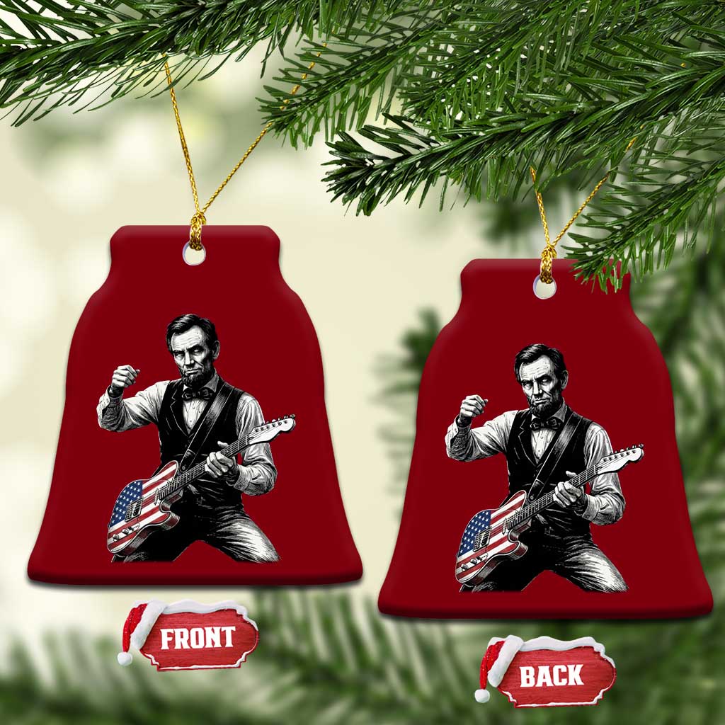 Abraham Lincoln Playing Guitar Vintage American Flag Ceramic Ornament TS11 Print Your Wear
