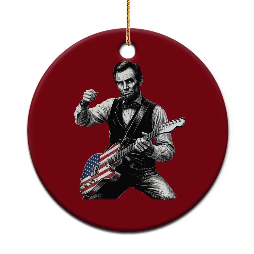 Abraham Lincoln Playing Guitar Vintage American Flag Ceramic Ornament TS11 1pc Red Print Your Wear