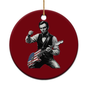 Abraham Lincoln Playing Guitar Vintage American Flag Ceramic Ornament TS11 1pc Red Print Your Wear
