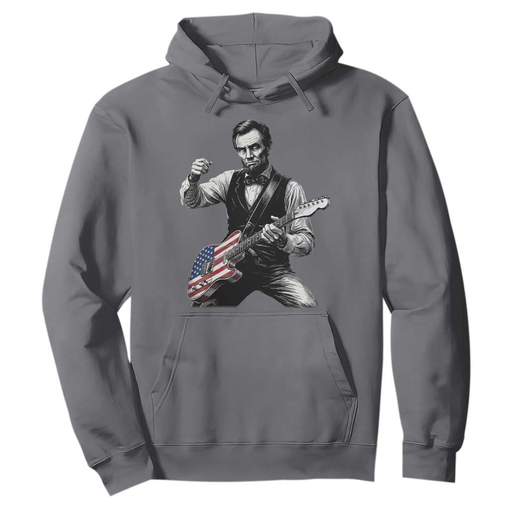 Abraham Lincoln Playing Guitar Vintage American Flag Hoodie TS11 Charcoal Print Your Wear