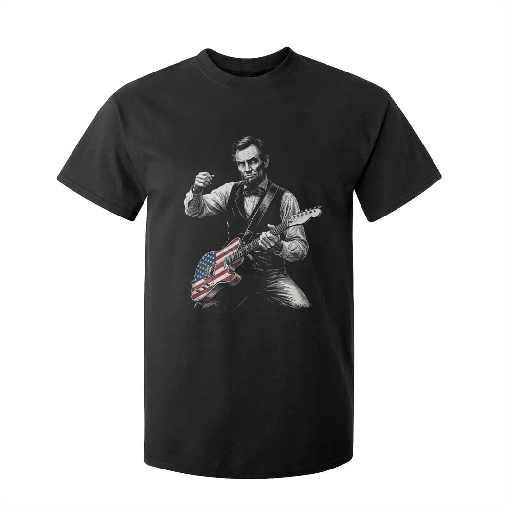 Abraham Lincoln Playing Guitar Vintage American Flag T Shirt For Kid TS11 Black Print Your Wear