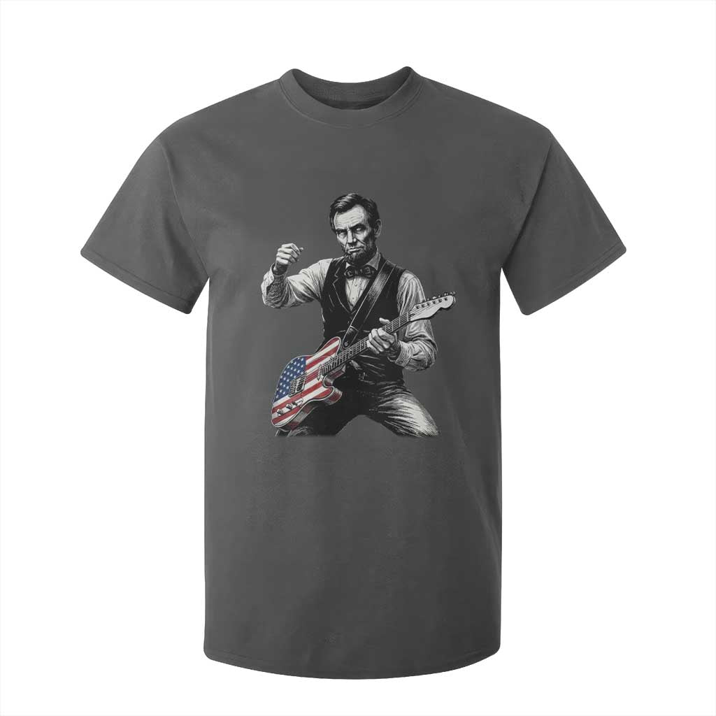 Abraham Lincoln Playing Guitar Vintage American Flag T Shirt For Kid TS11 Dark Heather Print Your Wear
