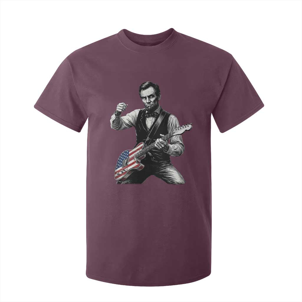Abraham Lincoln Playing Guitar Vintage American Flag T Shirt For Kid TS11 Maroon Print Your Wear