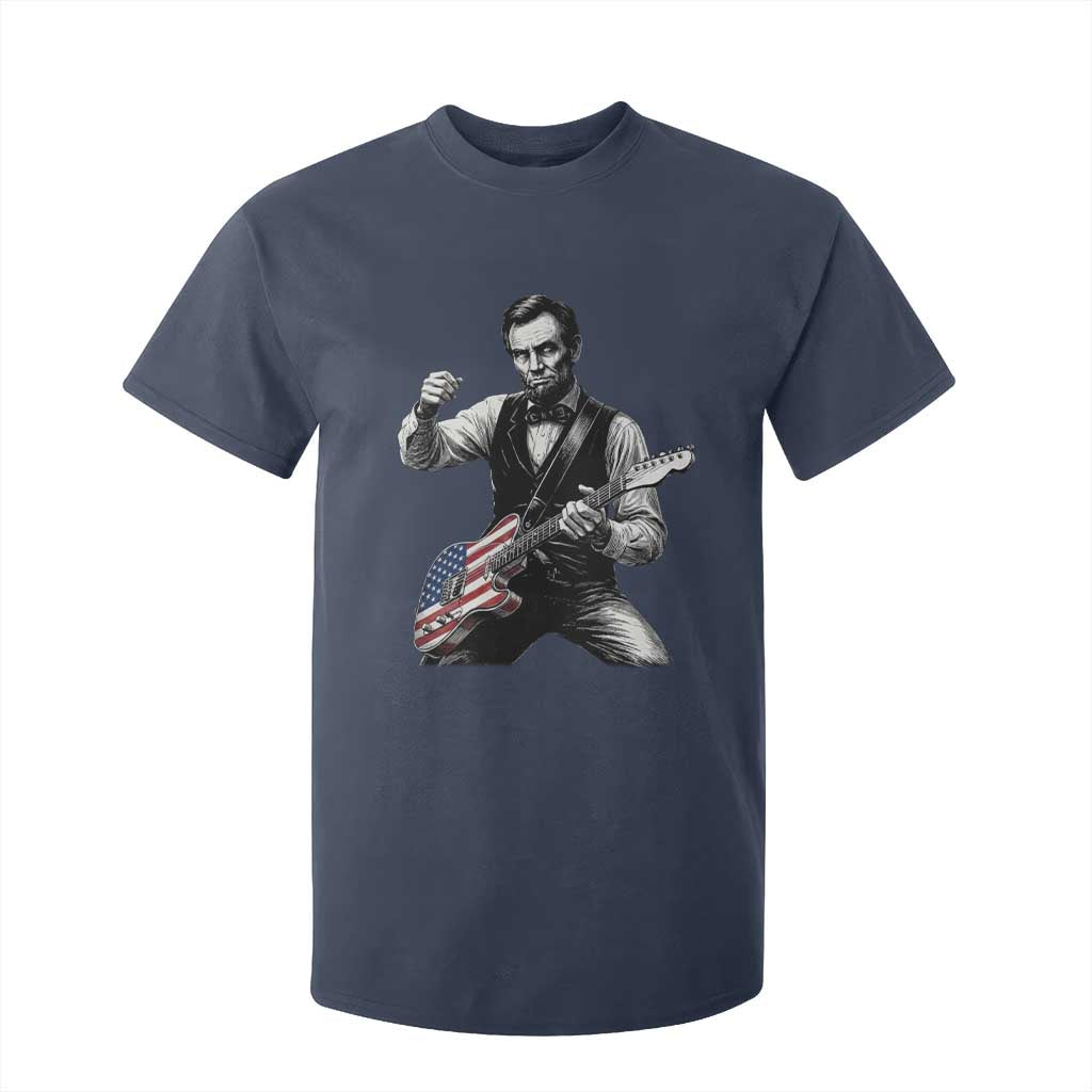 Abraham Lincoln Playing Guitar Vintage American Flag T Shirt For Kid TS11 Navy Print Your Wear