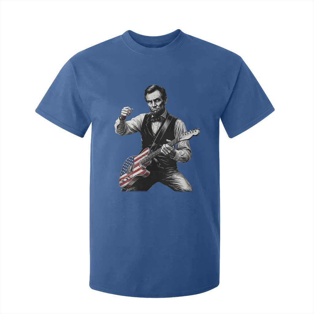 Abraham Lincoln Playing Guitar Vintage American Flag T Shirt For Kid TS11 Royal Blue Print Your Wear