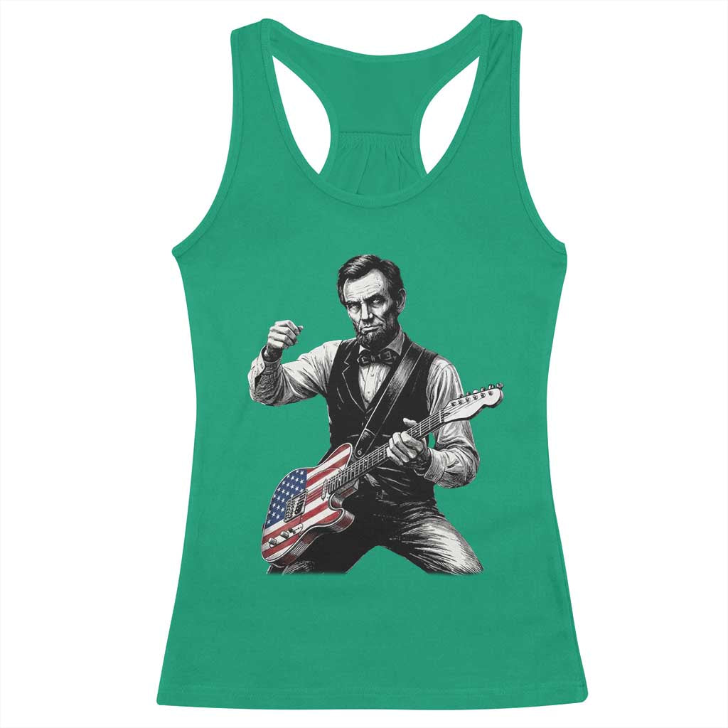 Abraham Lincoln Playing Guitar Vintage American Flag Racerback Tank Top TS11 Irish Green Print Your Wear