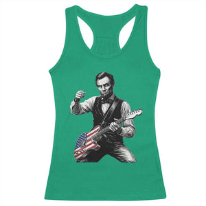 Abraham Lincoln Playing Guitar Vintage American Flag Racerback Tank Top TS11 Irish Green Print Your Wear