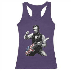 Abraham Lincoln Playing Guitar Vintage American Flag Racerback Tank Top TS11 Purple Print Your Wear