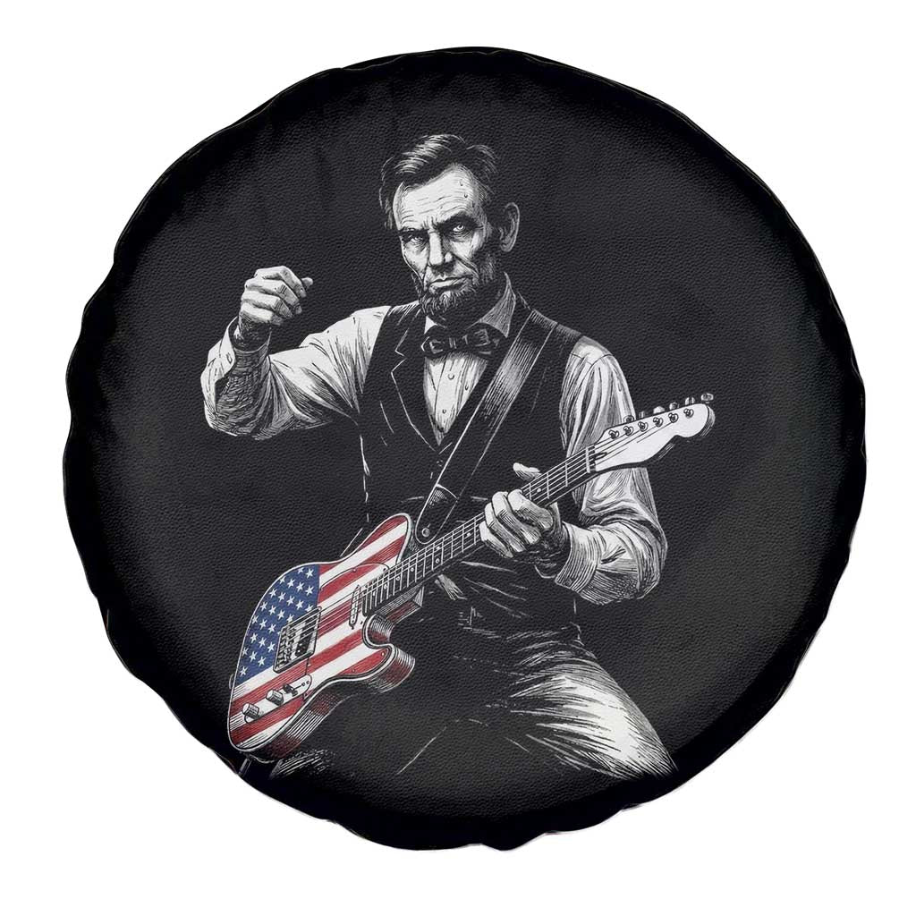 Abraham Lincoln Playing Guitar Vintage American Flag Spare Tire Cover TS11 Print Your Wear