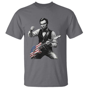 Abraham Lincoln Playing Guitar Vintage American Flag T Shirt TS11 Charcoal Print Your Wear