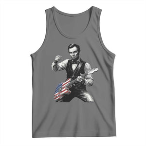Abraham Lincoln Playing Guitar Vintage American Flag Tank Top TS11 Black Heather Print Your Wear