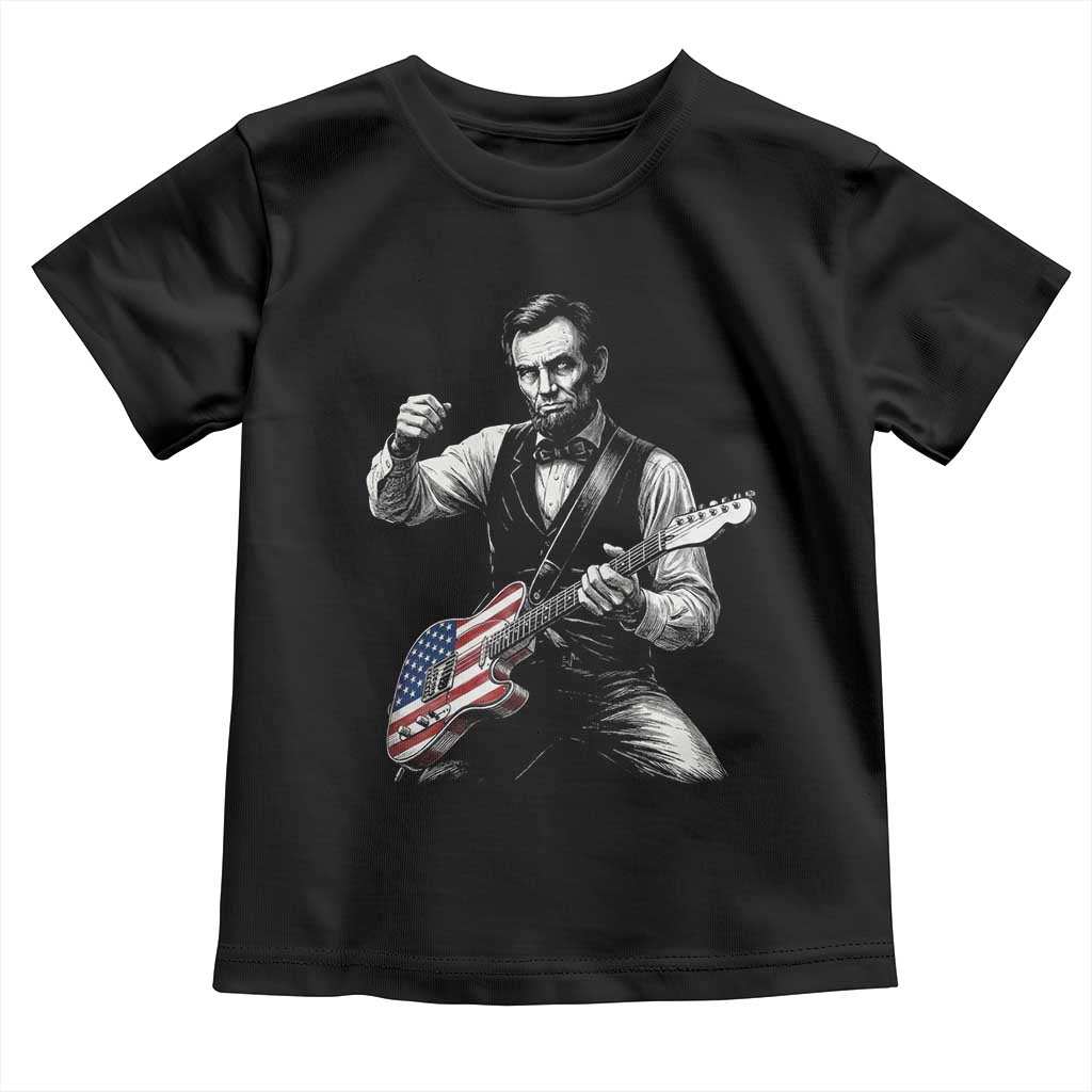 Abraham Lincoln Playing Guitar Vintage American Flag Toddler T Shirt TS11 Black Print Your Wear