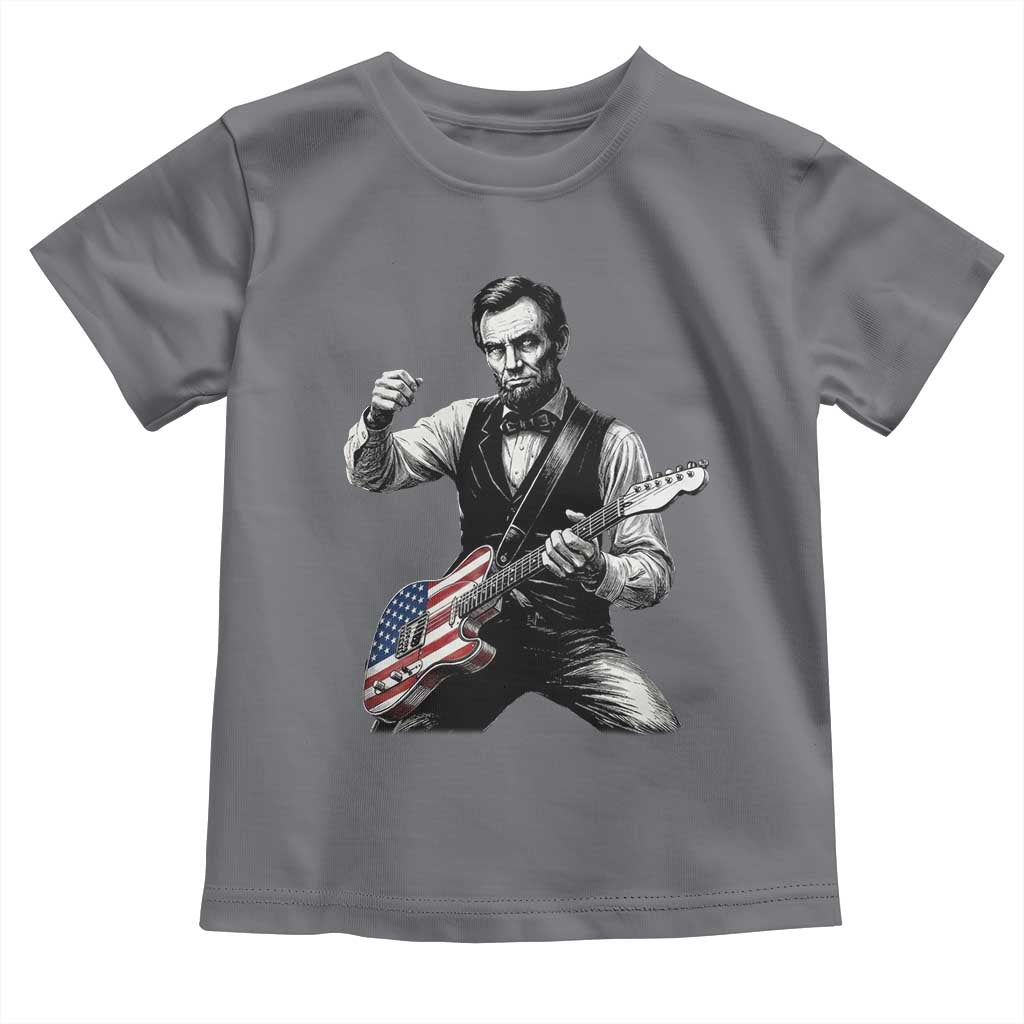 Abraham Lincoln Playing Guitar Vintage American Flag Toddler T Shirt TS11 Charcoal Print Your Wear