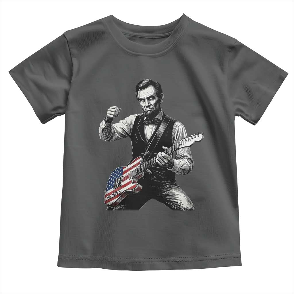 Abraham Lincoln Playing Guitar Vintage American Flag Toddler T Shirt TS11 Dark Heather Print Your Wear