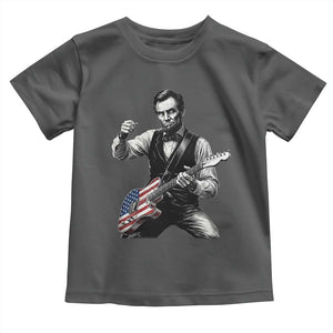 Abraham Lincoln Playing Guitar Vintage American Flag Toddler T Shirt TS11 Dark Heather Print Your Wear