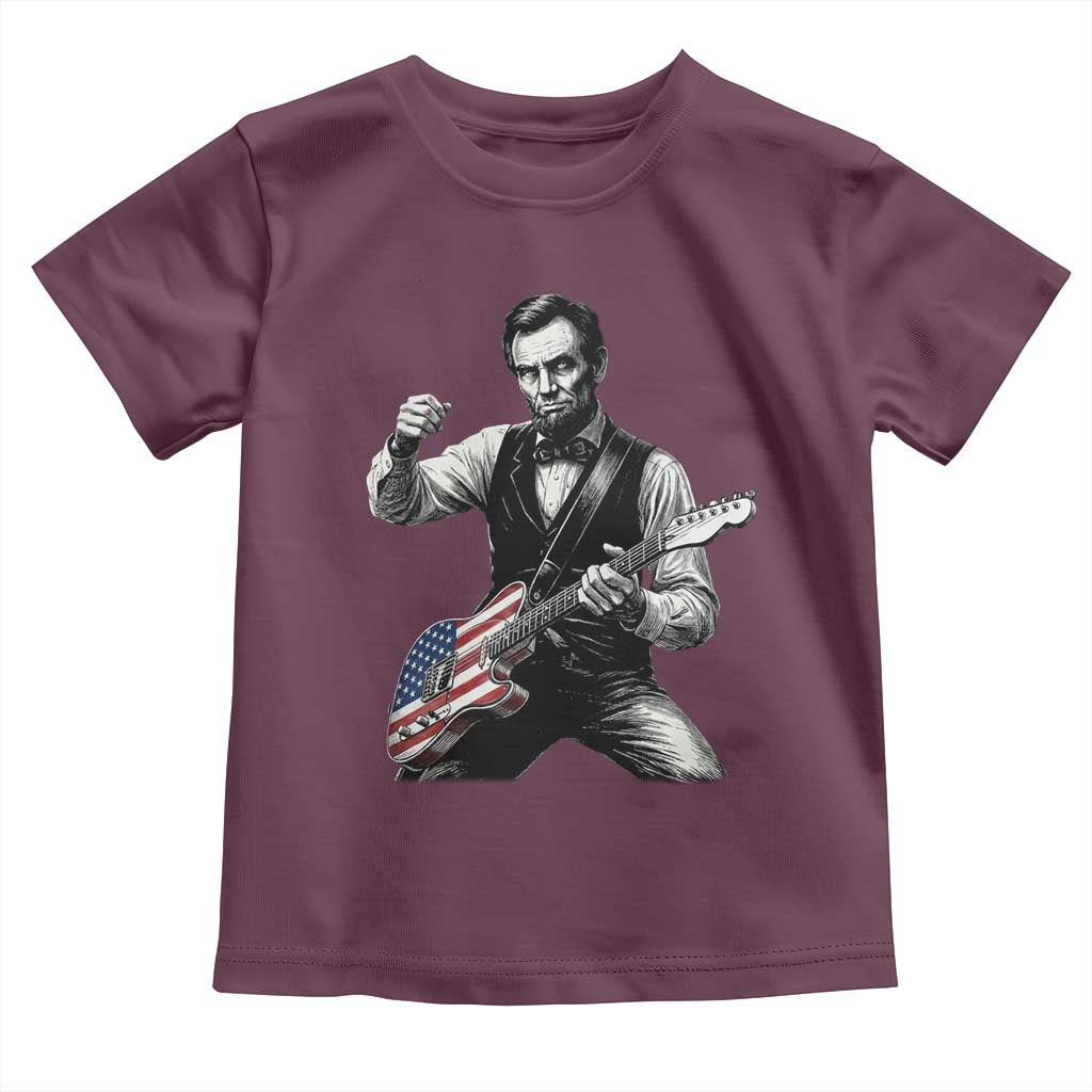 Abraham Lincoln Playing Guitar Vintage American Flag Toddler T Shirt TS11 Maroon Print Your Wear