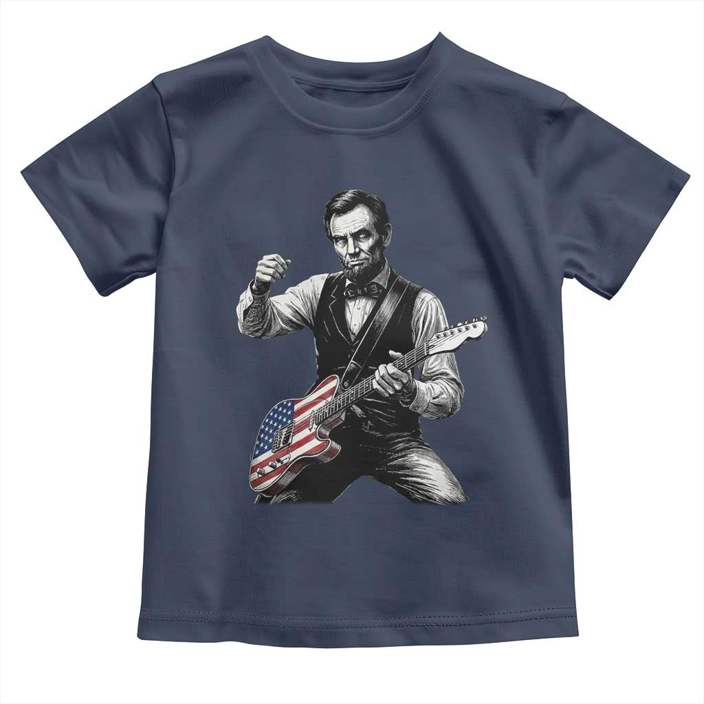 Abraham Lincoln Playing Guitar Vintage American Flag Toddler T Shirt TS11 Navy Print Your Wear
