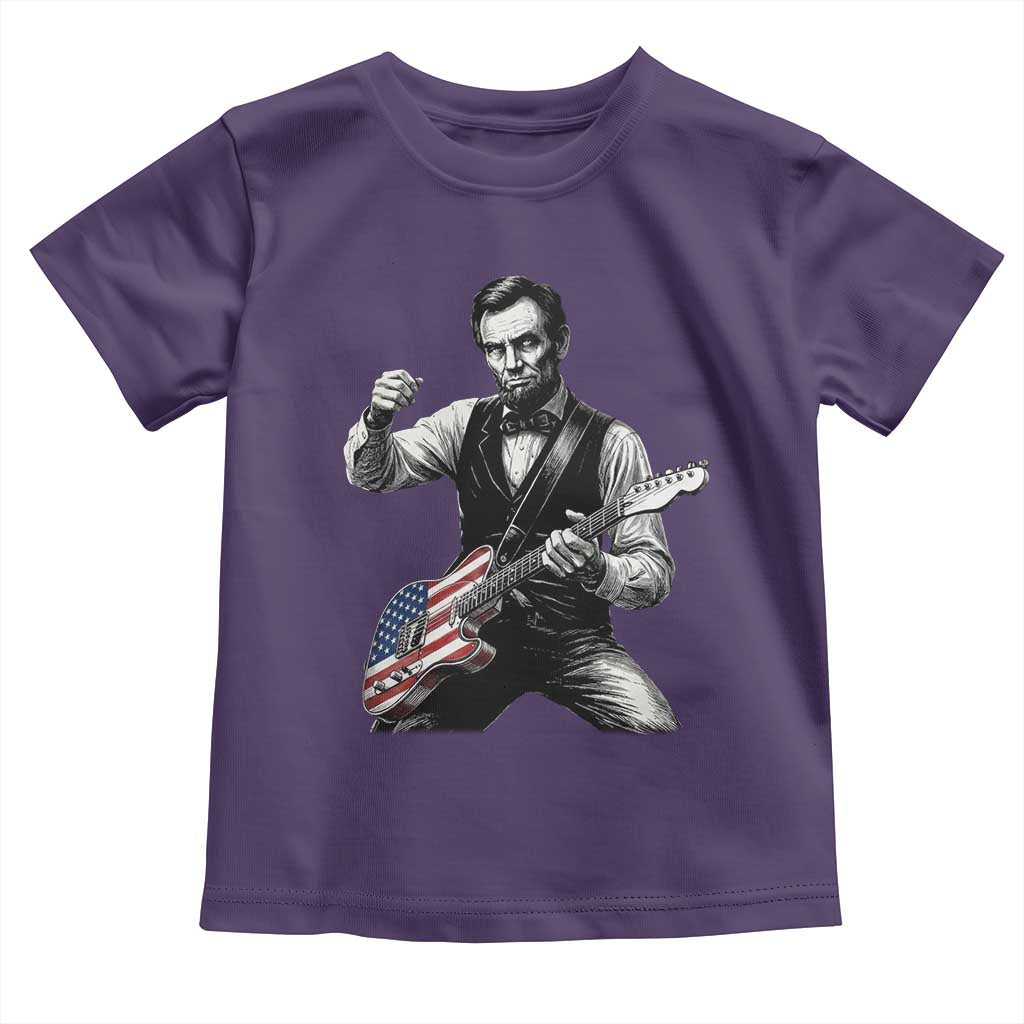 Abraham Lincoln Playing Guitar Vintage American Flag Toddler T Shirt TS11 Purple Print Your Wear