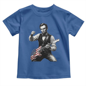 Abraham Lincoln Playing Guitar Vintage American Flag Toddler T Shirt TS11 Royal Blue Print Your Wear