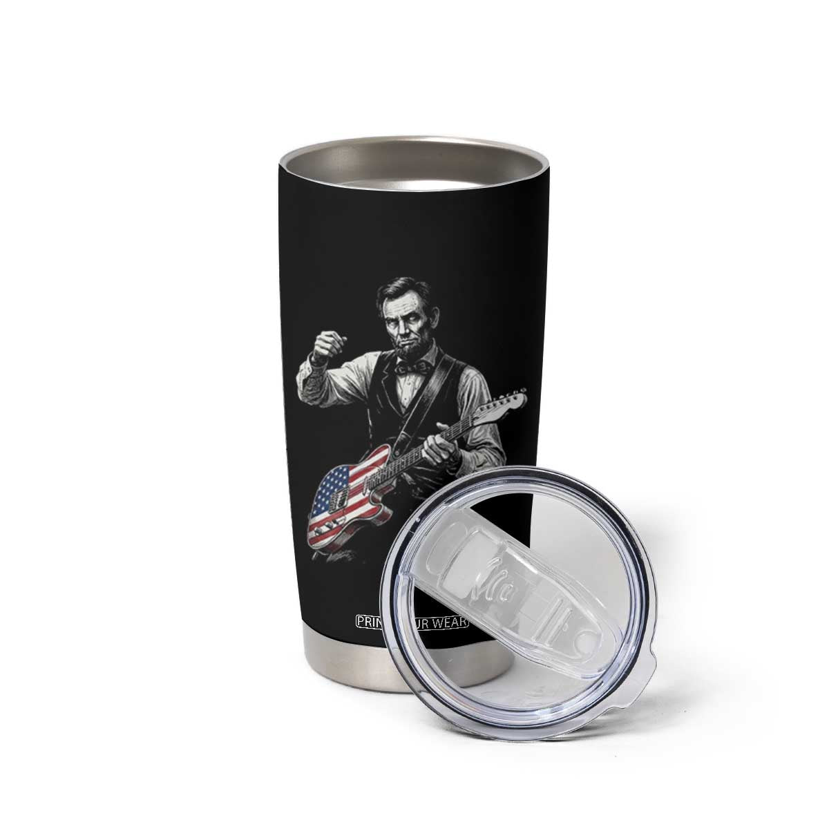 Abraham Lincoln Playing Guitar Vintage American Flag Tumbler Cup TS11 Print Your Wear