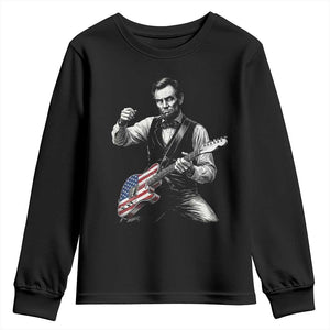 Abraham Lincoln Playing Guitar Vintage American Flag Youth Sweatshirt TS11 Black Print Your Wear