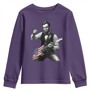 Abraham Lincoln Playing Guitar Vintage American Flag Youth Sweatshirt TS11 Purple Print Your Wear