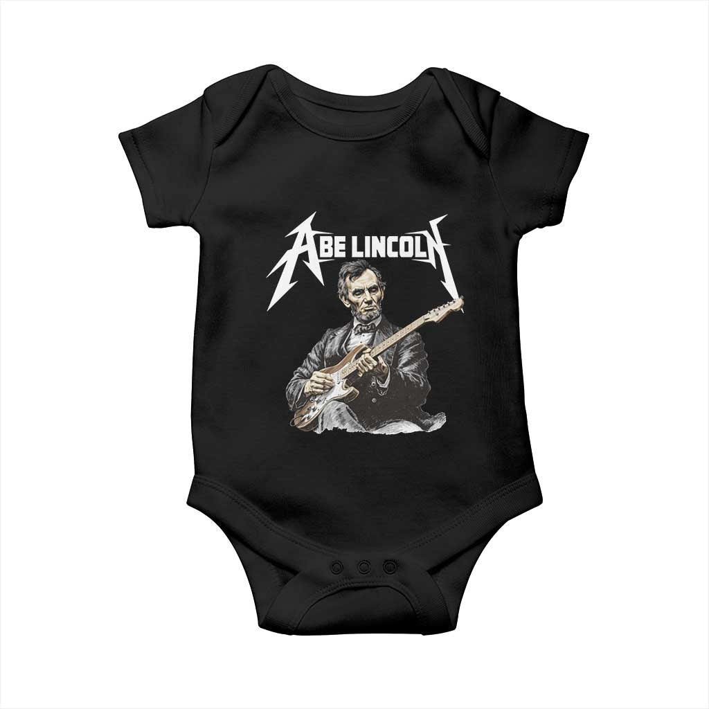 Abe Lincoln Playing Electric Guitar Rocker Baby Onesie TS11 Black Print Your Wear