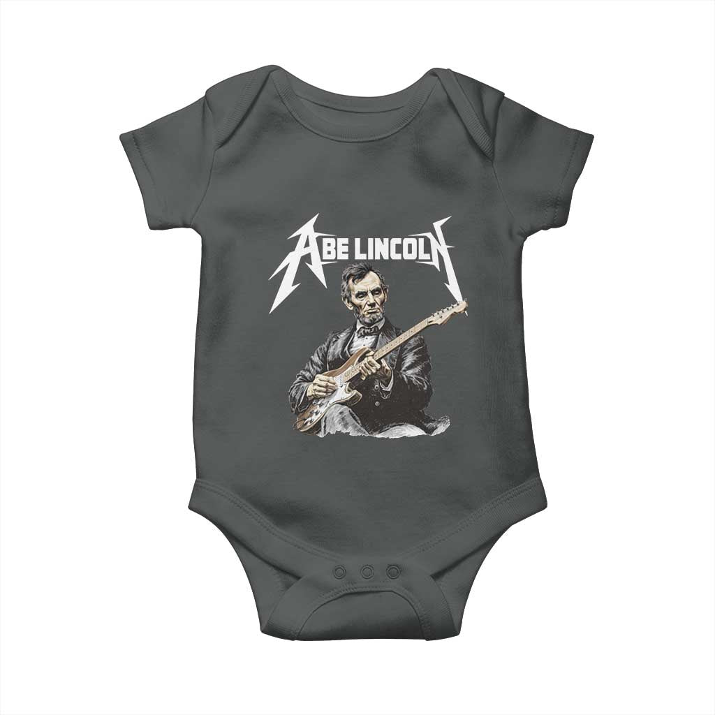 Abe Lincoln Playing Electric Guitar Rocker Baby Onesie TS11 Dark Heather Print Your Wear