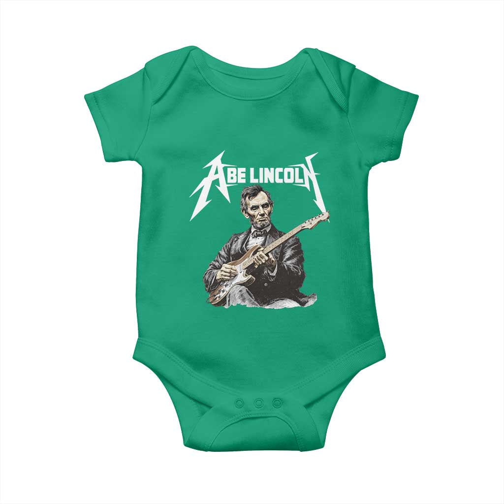 Abe Lincoln Playing Electric Guitar Rocker Baby Onesie TS11 Irish Green Print Your Wear