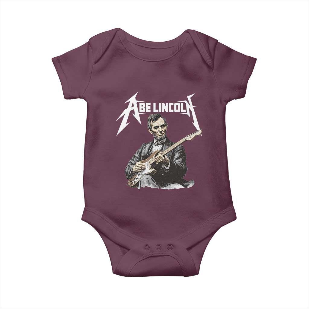Abe Lincoln Playing Electric Guitar Rocker Baby Onesie TS11 Maroon Print Your Wear