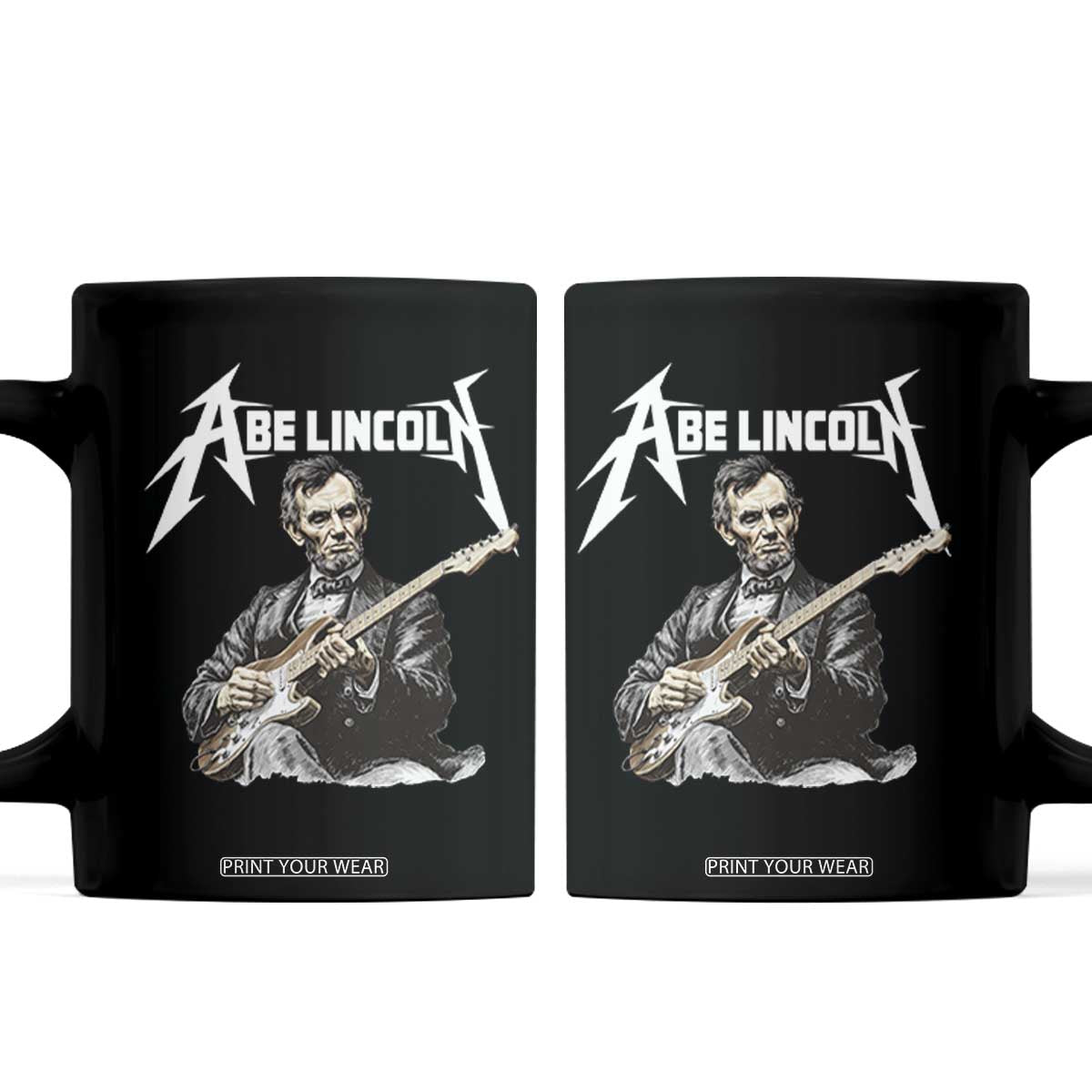 Abe Lincoln Playing Electric Guitar Rocker Coffee Mug TS11 Black Print Your Wear
