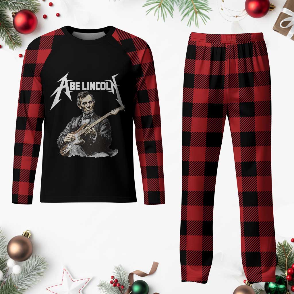 Abe Lincoln Playing Electric Guitar Rocker Plaid Pajama Set TS11 Buffalo Plaid Print Your Wear