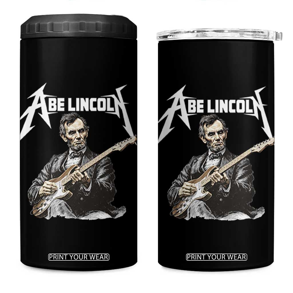 Abe Lincoln Playing Electric Guitar Rocker 4 in 1 Can Cooler Tumbler TS11 One Size: 16 oz Black Print Your Wear