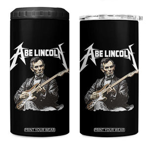 Abe Lincoln Playing Electric Guitar Rocker 4 in 1 Can Cooler Tumbler TS11 One Size: 16 oz Black Print Your Wear