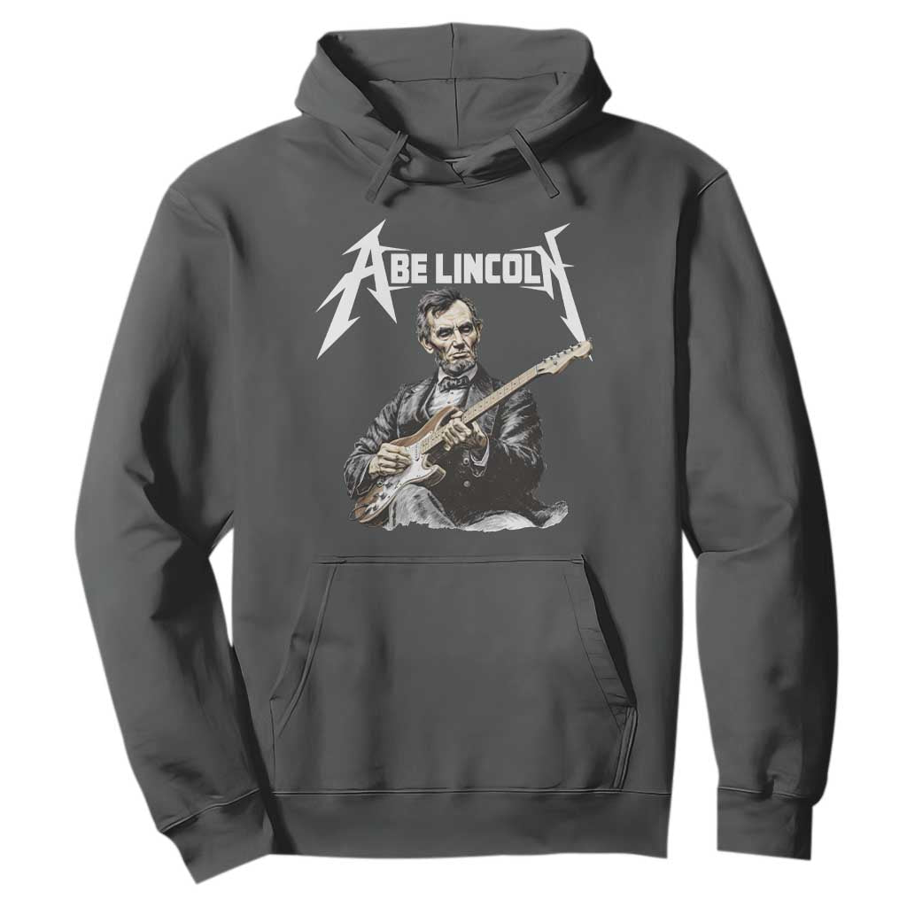 Abe Lincoln Playing Electric Guitar Rocker Hoodie TS11 Dark Heather Print Your Wear