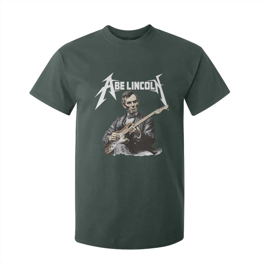 Abe Lincoln Playing Electric Guitar Rocker T Shirt For Kid TS11 Dark Forest Green Print Your Wear
