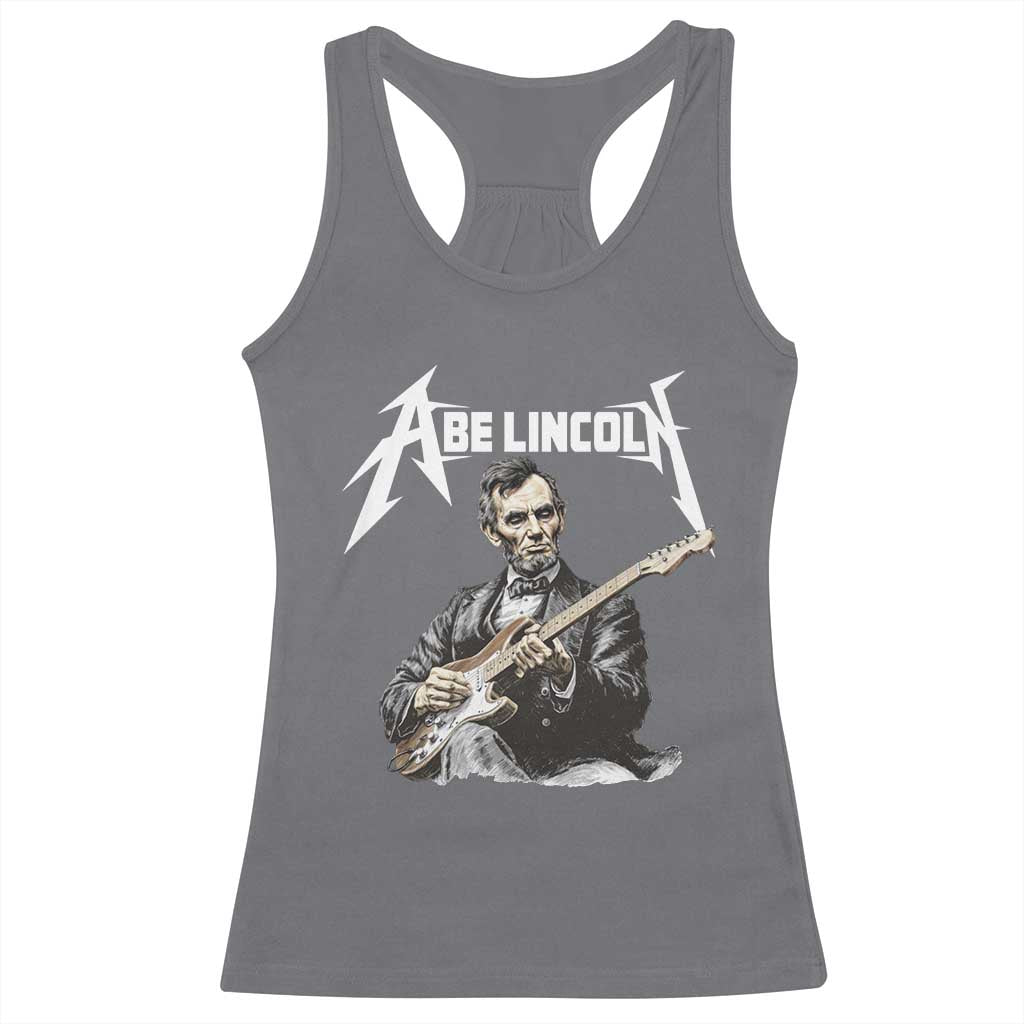 Abe Lincoln Playing Electric Guitar Rocker Racerback Tank Top TS11 Charcoal Print Your Wear